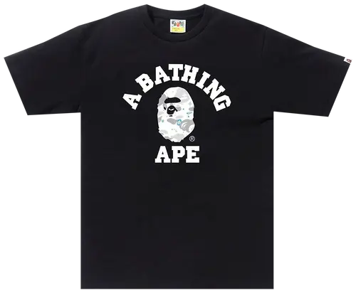 BAPE Space Camo College Tee Black - front view on white background
