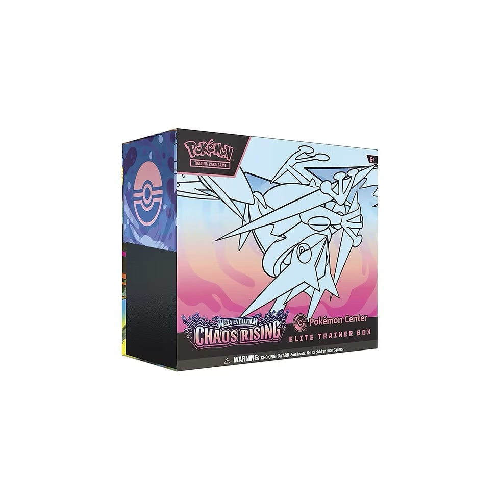 Pokémon Chaos Rising Elite Trainer Box packaging with Pokémon logo on a white background
