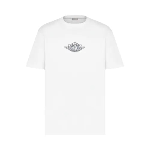 Air Dior Wings Logo Jordan Tee Shirt White - front view on white background