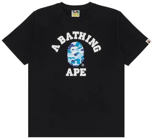 BAPE ABC College Tee Black/Blue - front view on white background