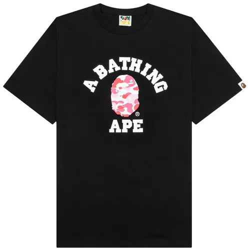 BAPE ABC College Tee Black/Pink - front view on white background