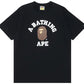 BAPE College Tee Black - Front view of A Bathing Ape College graphic t-shirt on white background