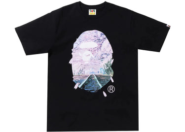 BAPE Sakura Photo Ape Head Tee (SS22) Black - front view on white background