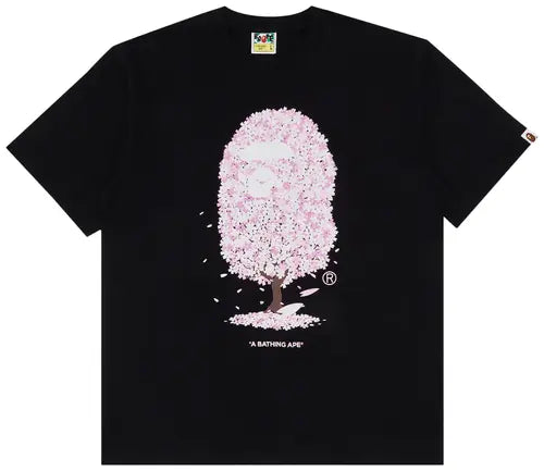BAPE Sakura Tee (SS24) Black - front view on white background