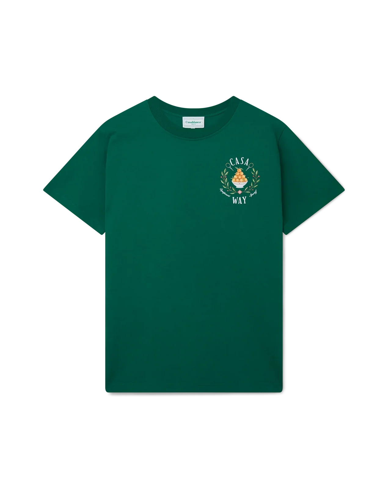 Casa Blanca Tee Shirt Casa Way Green - front view on white background