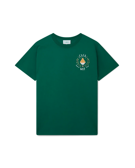 Casa Blanca Tee Shirt Casa Way Green - front view on white background