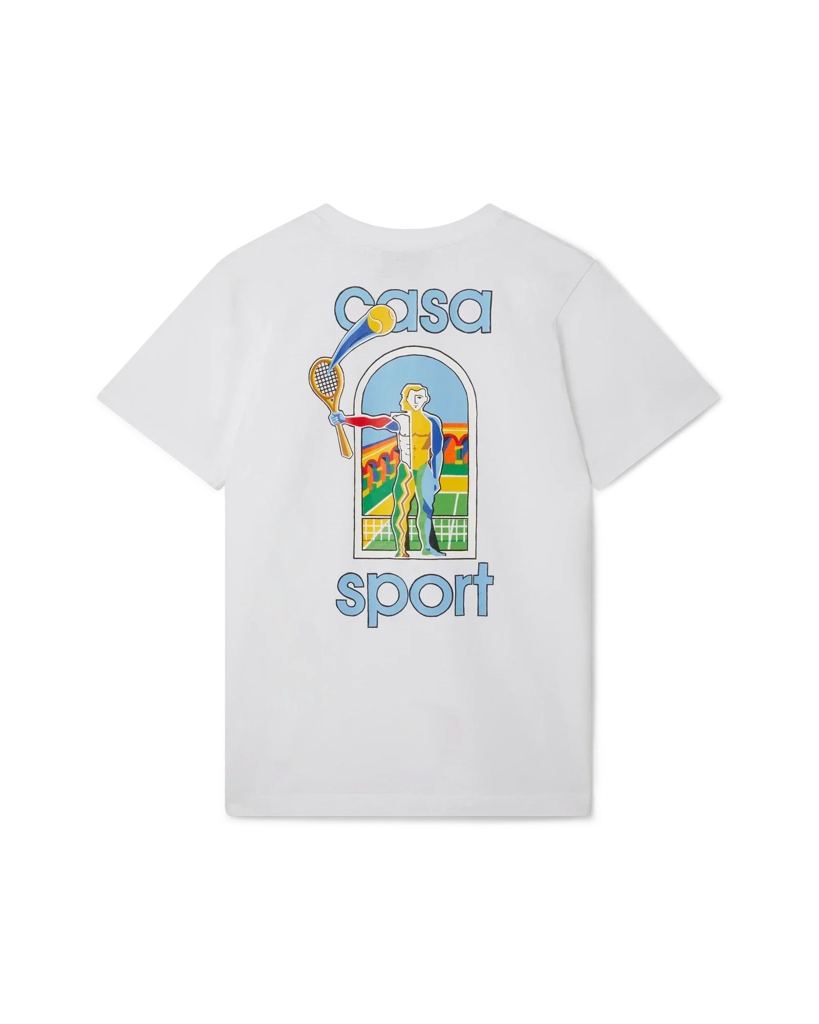 Casablanca Tee Shirt Le Jeu Coloré - Back view of designer cubist artwork organic cotton t-shirt on white background