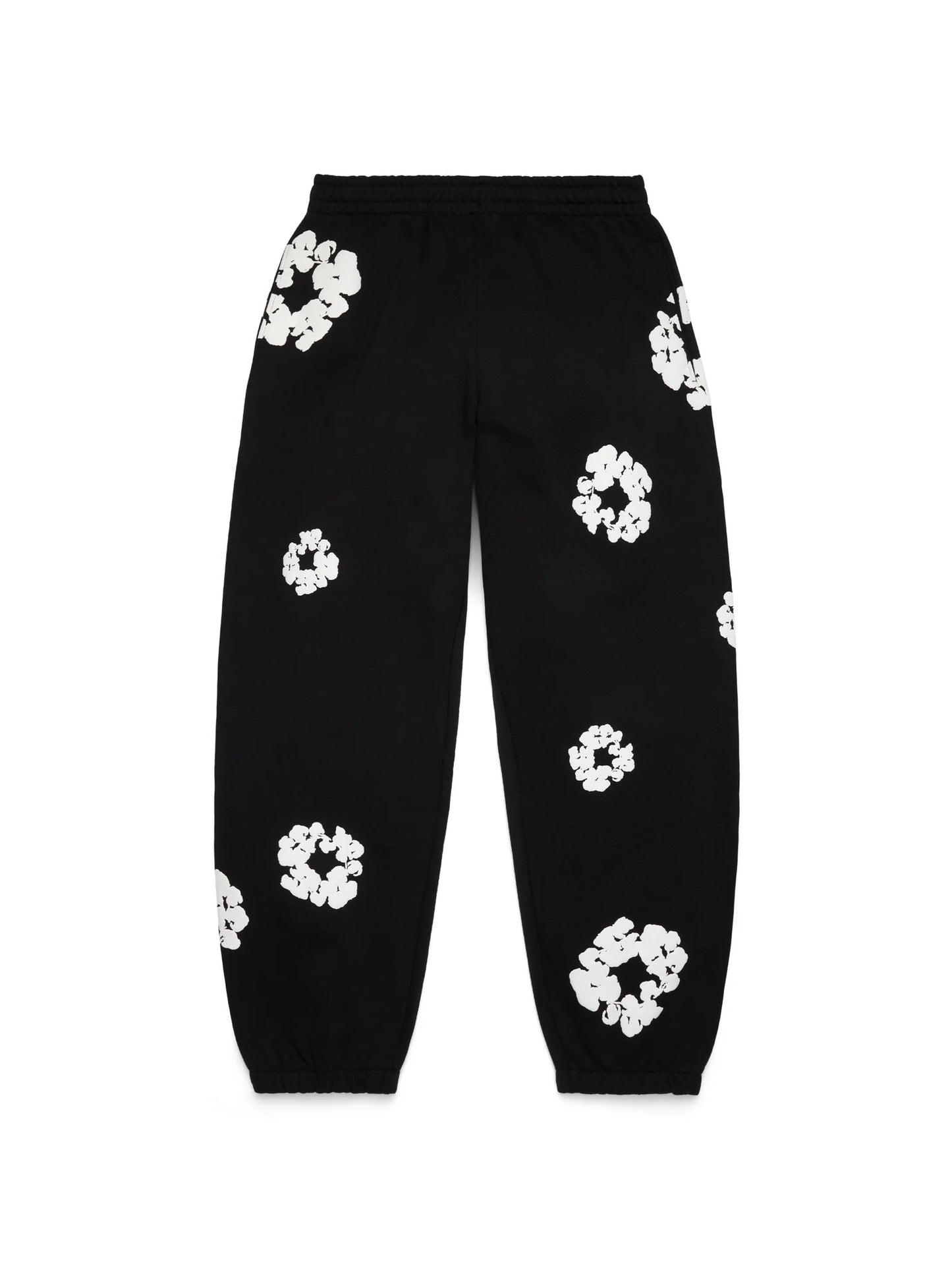 Denim Tears Cotton Wreath Black White Bottoms - front view on white background
