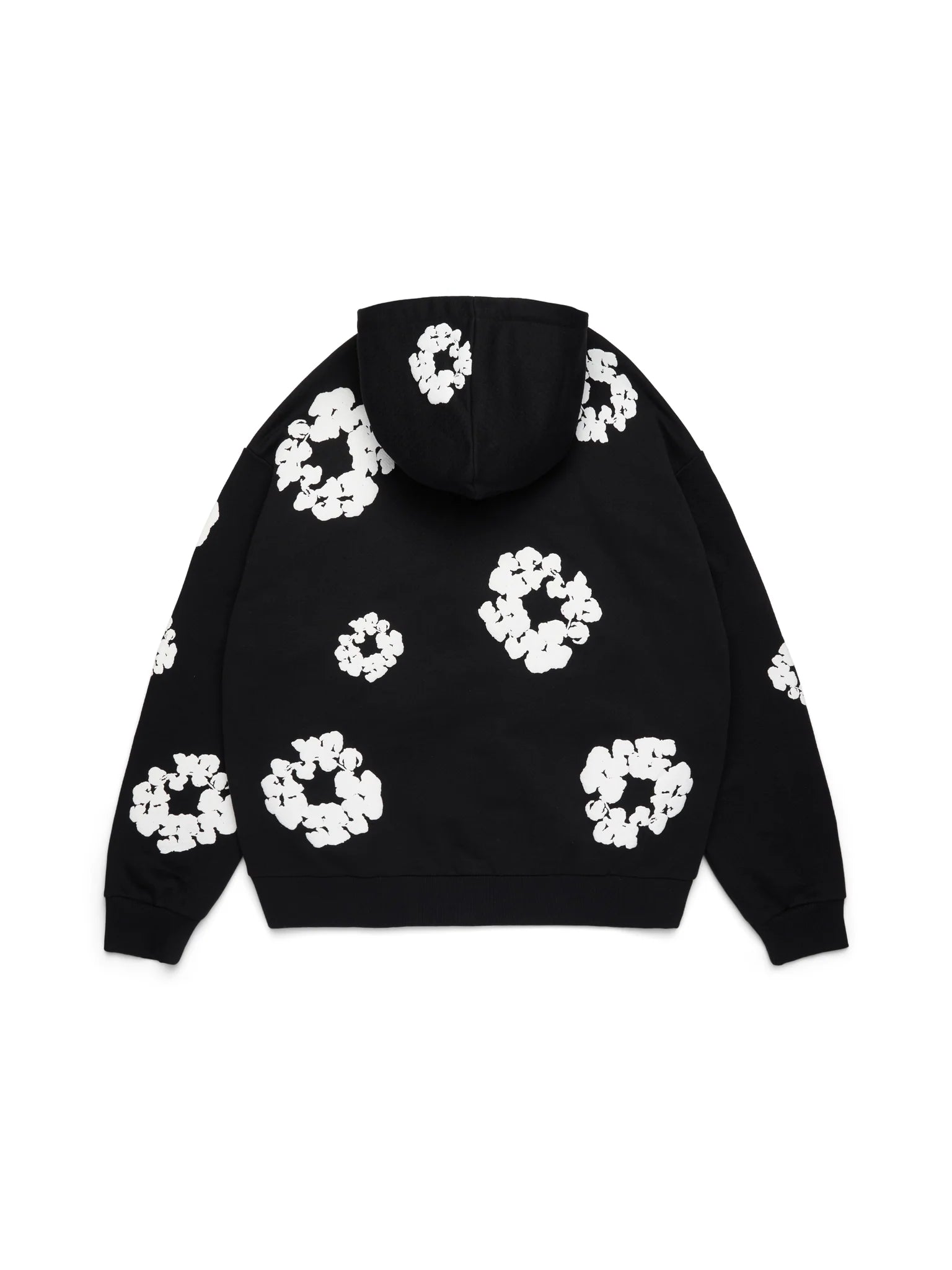 Denim Tears Cotton Wreath Black White Hoodie - rear view