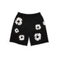 Denim Tears Cotton Wreath Black White Shorts - front view on white background
