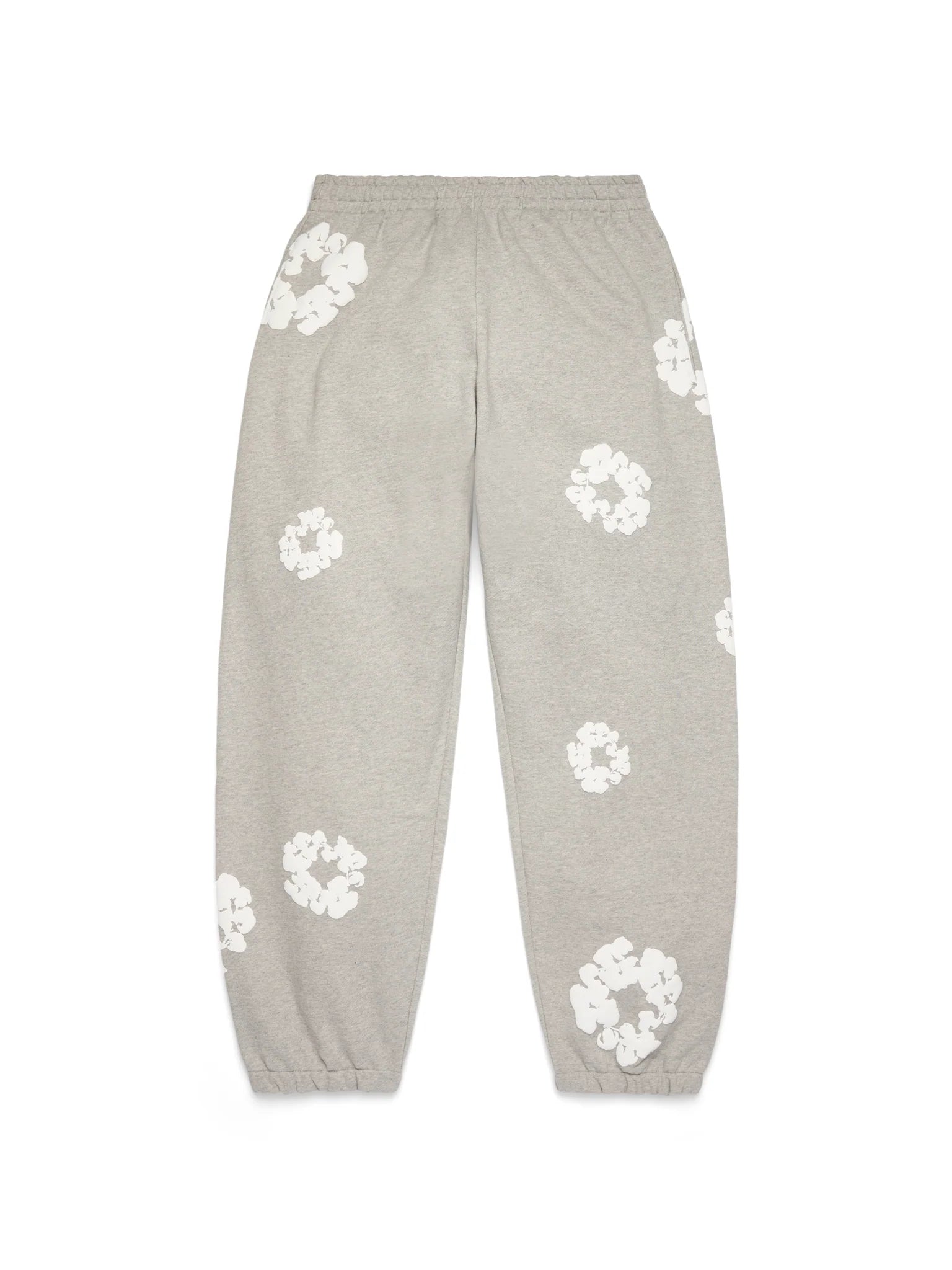 Denim Tears Cotton Wreath Grey Bottoms - front view on white background