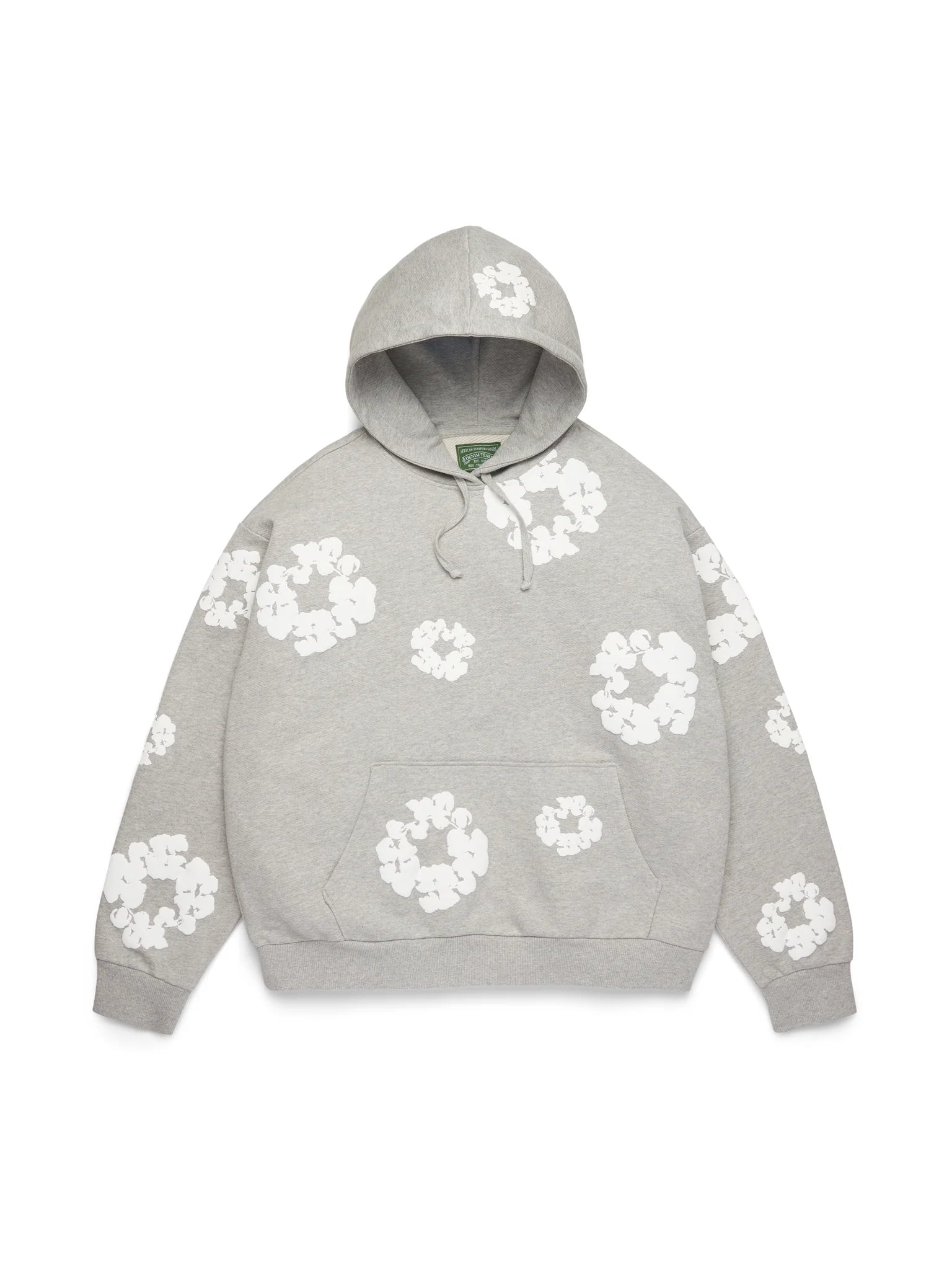 Denim Tears Cotton Wreath Grey Hoodie - front view on white background