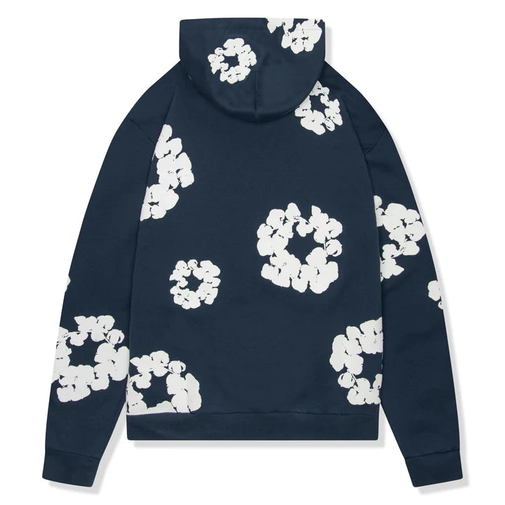 Denim Tears Cotton Wreath Navy Hoodie - rear view