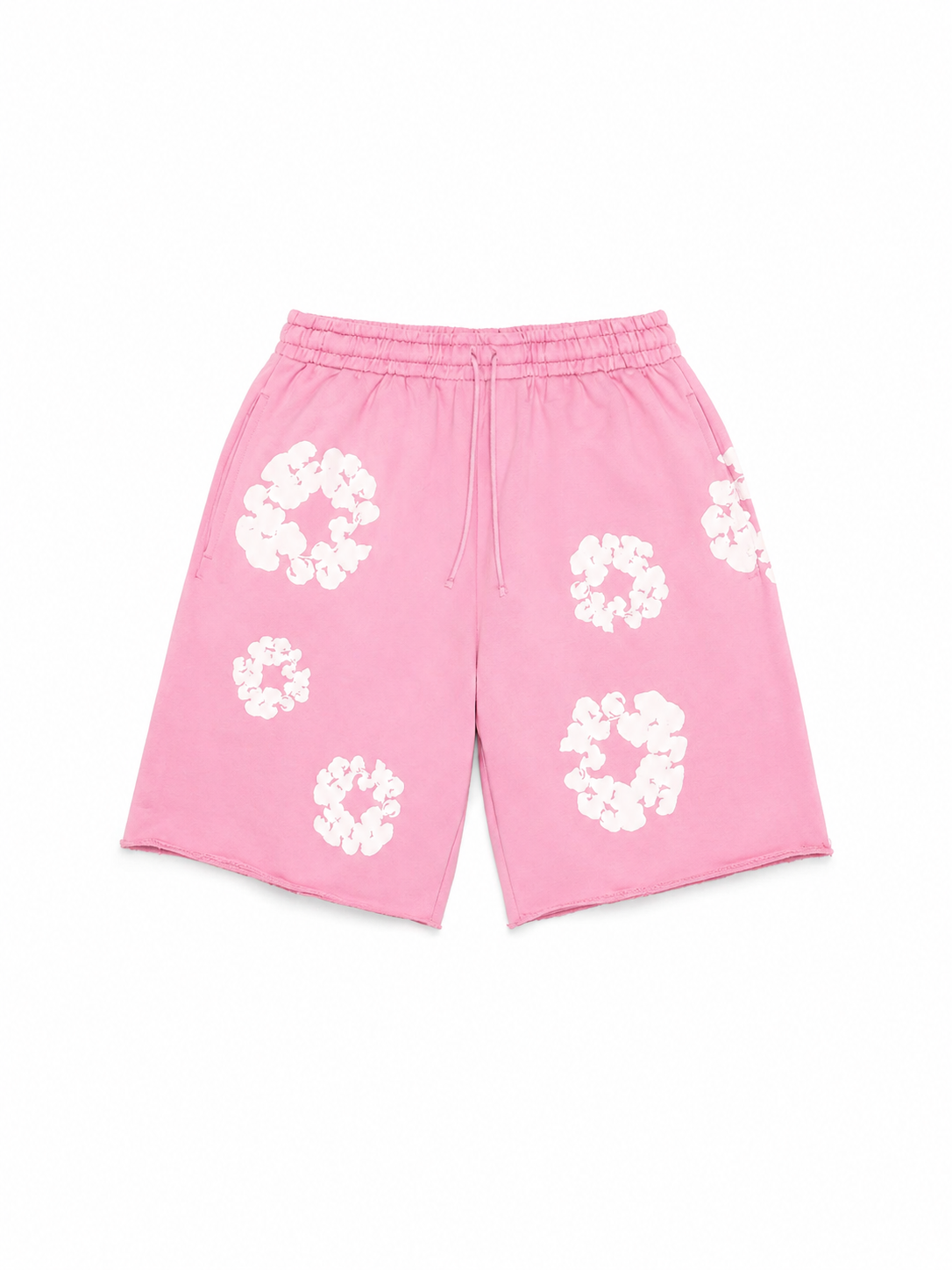 Denim Tears Cotton Wreath Pink Shorts - front view on white background