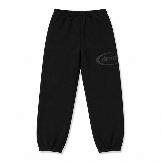 Drama Call Bottoms Black/Black - Drama Call jogger bottoms front view on white background