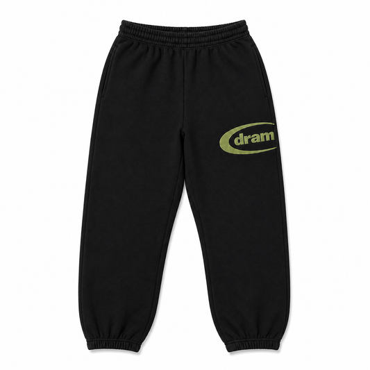 Drama Call Bottoms Black/Khaki - Drama Call jogger bottoms front view on white background
