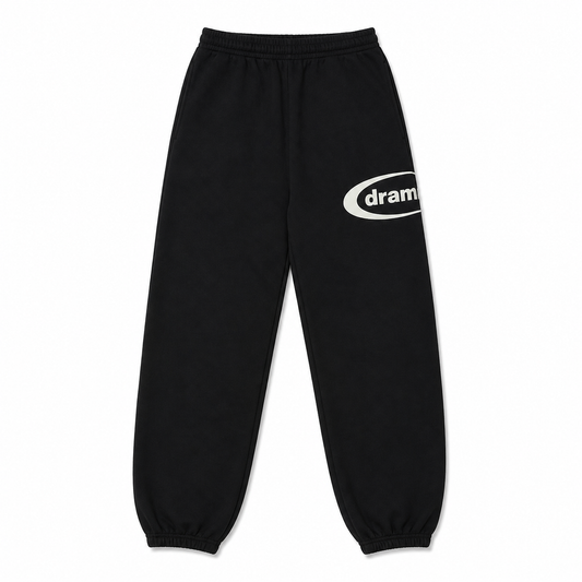 Drama Call Bottoms Black/White - Drama Call jogger bottoms front view on white background