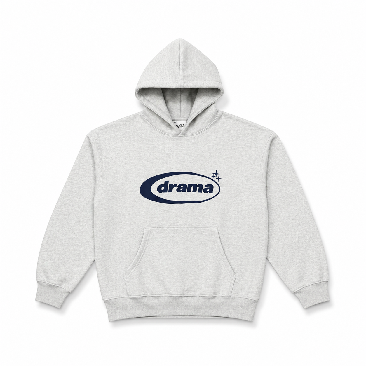 Drama Call Hoodie Grey/Navy - Drama Call hoodie front view on white background