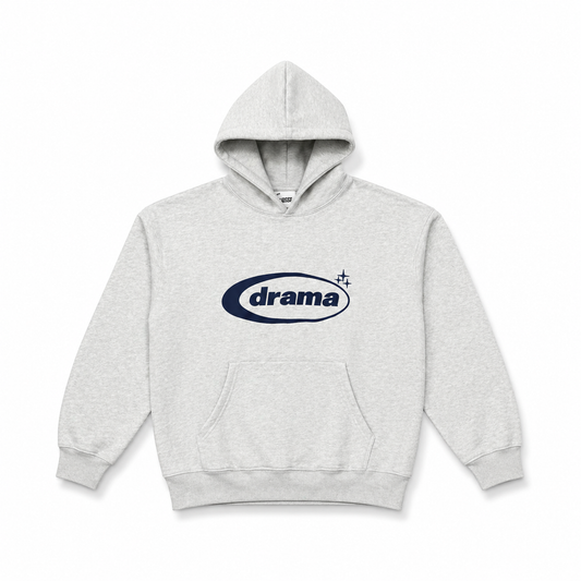 Drama Call Hoodie Grey/Navy - Drama Call hoodie front view on white background