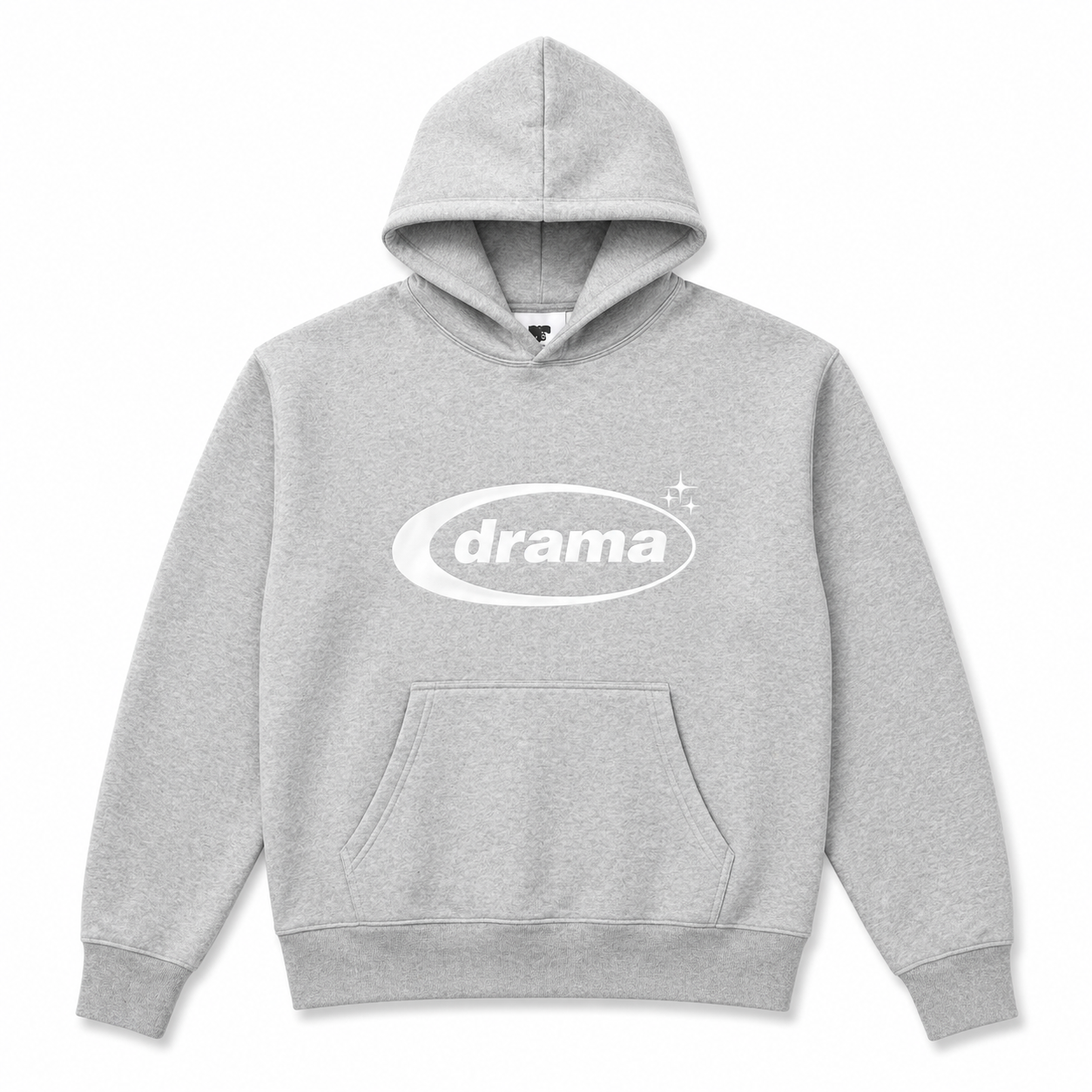 Drama Call Hoodie Grey/White - Drama Call hoodie front view on white background