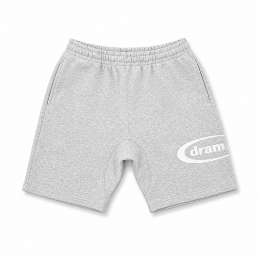 Drama Call Shorts Grey/White - Drama Call shorts front view on white background