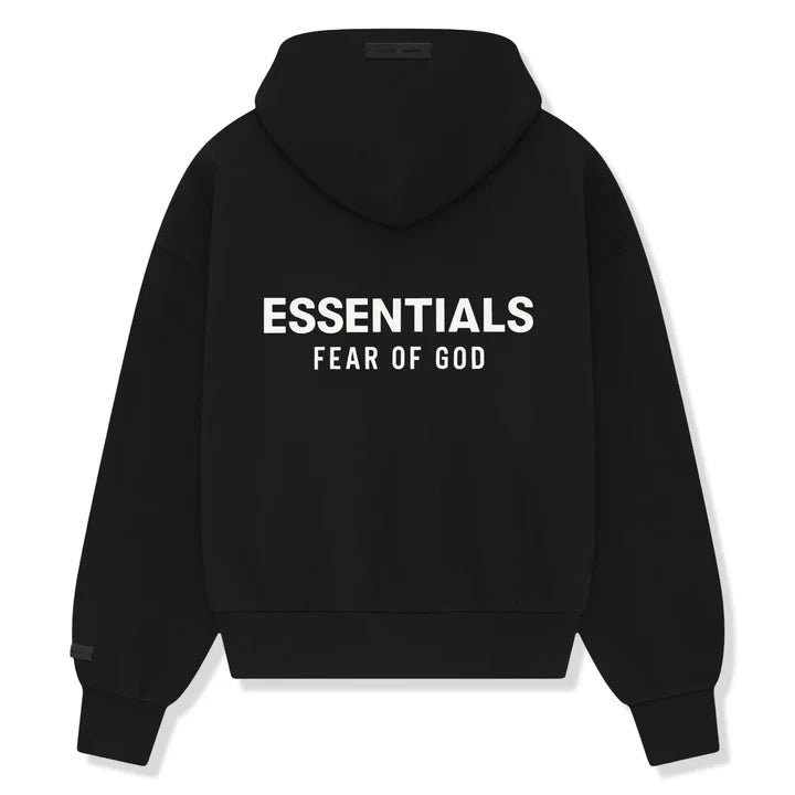 Essentials FW25 Zip Up Hoodie Black - rear view