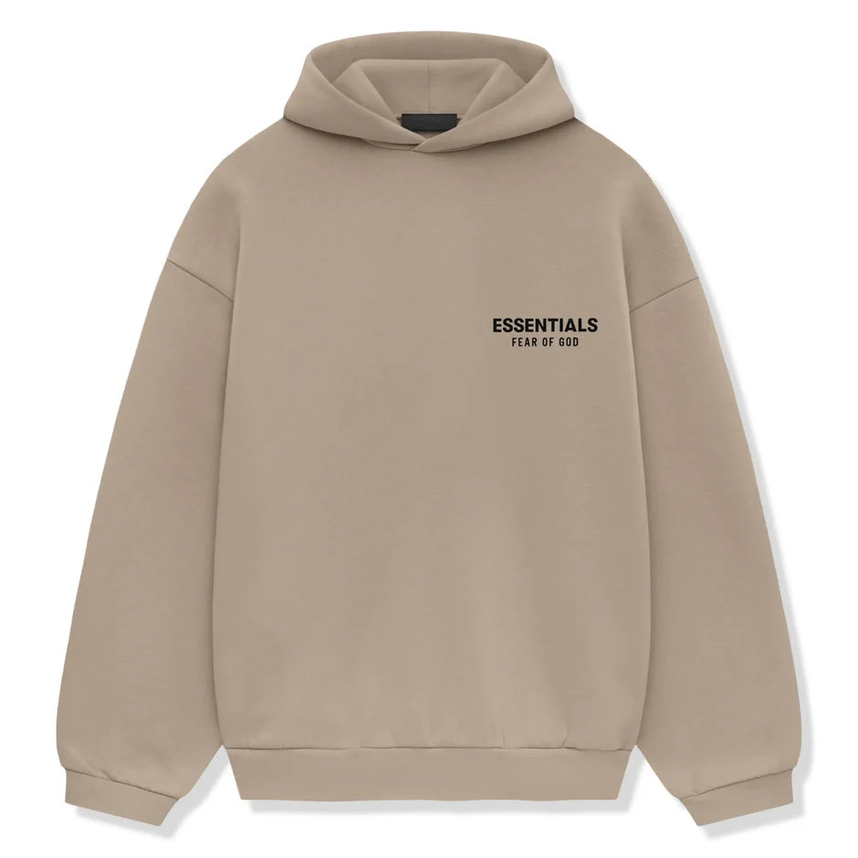 Fear of God Essentials Fleece Hoodie 'Desert Sand' - front view on white background