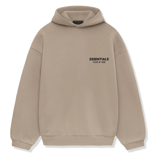 Fear of God Essentials Fleece Hoodie 'Desert Sand' - front view on white background