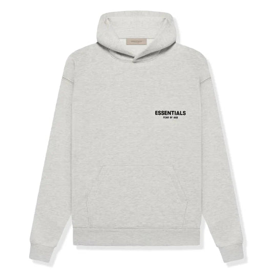 Fear of God Essentials Hoodie 'Light Oatmeal' - front view on white background