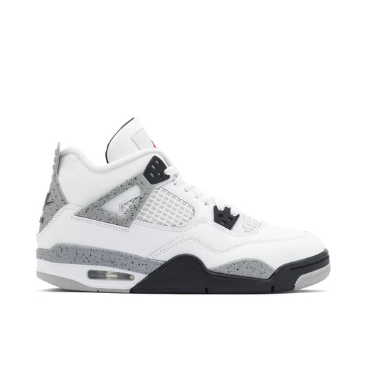 Jordan 4 White Cement - Air Jordan 4 sneaker side profile view on white background