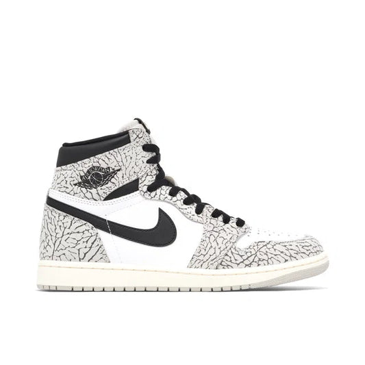 Nike Air Jordan 1 High Cement/Elephant - Air Jordan 1 High sneaker side profile view on white background