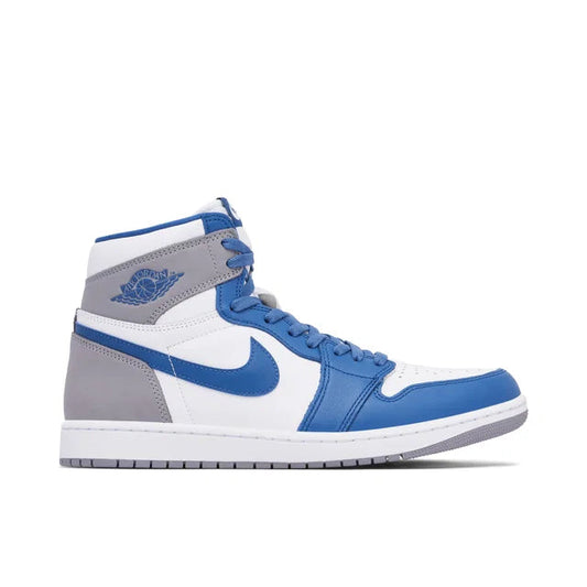 Nike Air Jordan 1 High True Blue - Air Jordan 1 High sneaker side profile view on white background