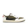 Nike Air Jordan 1 Low Travis Medium Olive - side profile view on white background
