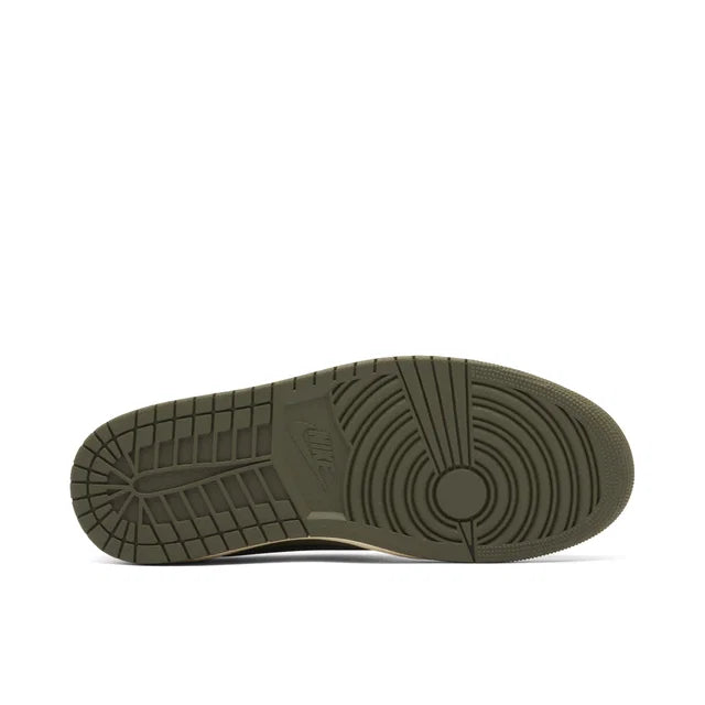 Nike Air Jordan 1 Low Travis Medium Olive - rear heel and sole detail