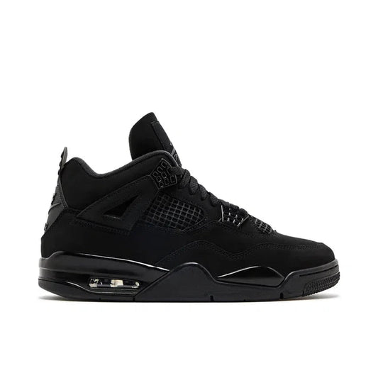 Nike Air Jordan 4 Black Cat - Air Jordan 4 sneaker side profile view on white background