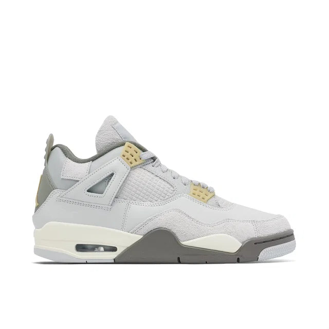 Nike Air Jordan 4 Craft Grey Photon Dust - Air Jordan 4 sneaker side profile view on white background