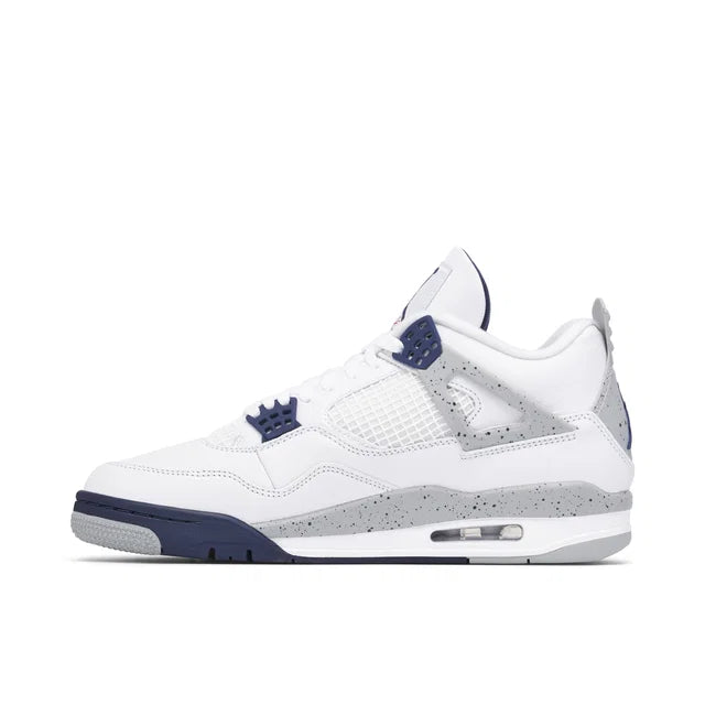 Nike Air Jordan 4 Midnight Navy - Air Jordan 4 sneaker side profile view on white background