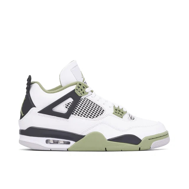 Nike Air Jordan 4 Seafoam Green - Air Jordan 4 sneaker side profile view on white background