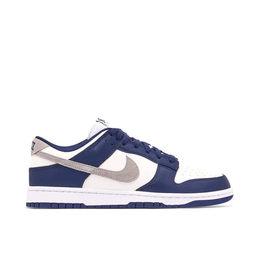 Nike Dunk Low Midnight Navy Summit - Nike Dunk Low sneaker side profile view on white background