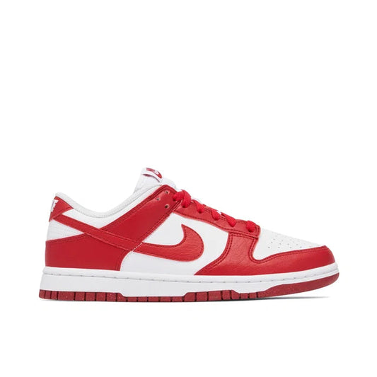 Nike Dunk Low Next Nature Red - Nike Dunk Low sneaker side profile view on white background