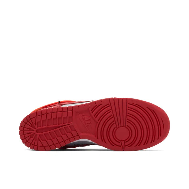 Nike Dunk Low Off White University Red - Nike Dunk Low sneaker rear heel and sole detail