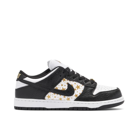 Nike SB Dunk Low Supreme Stars Black - Nike SB Dunk Low sneaker side profile view on white background