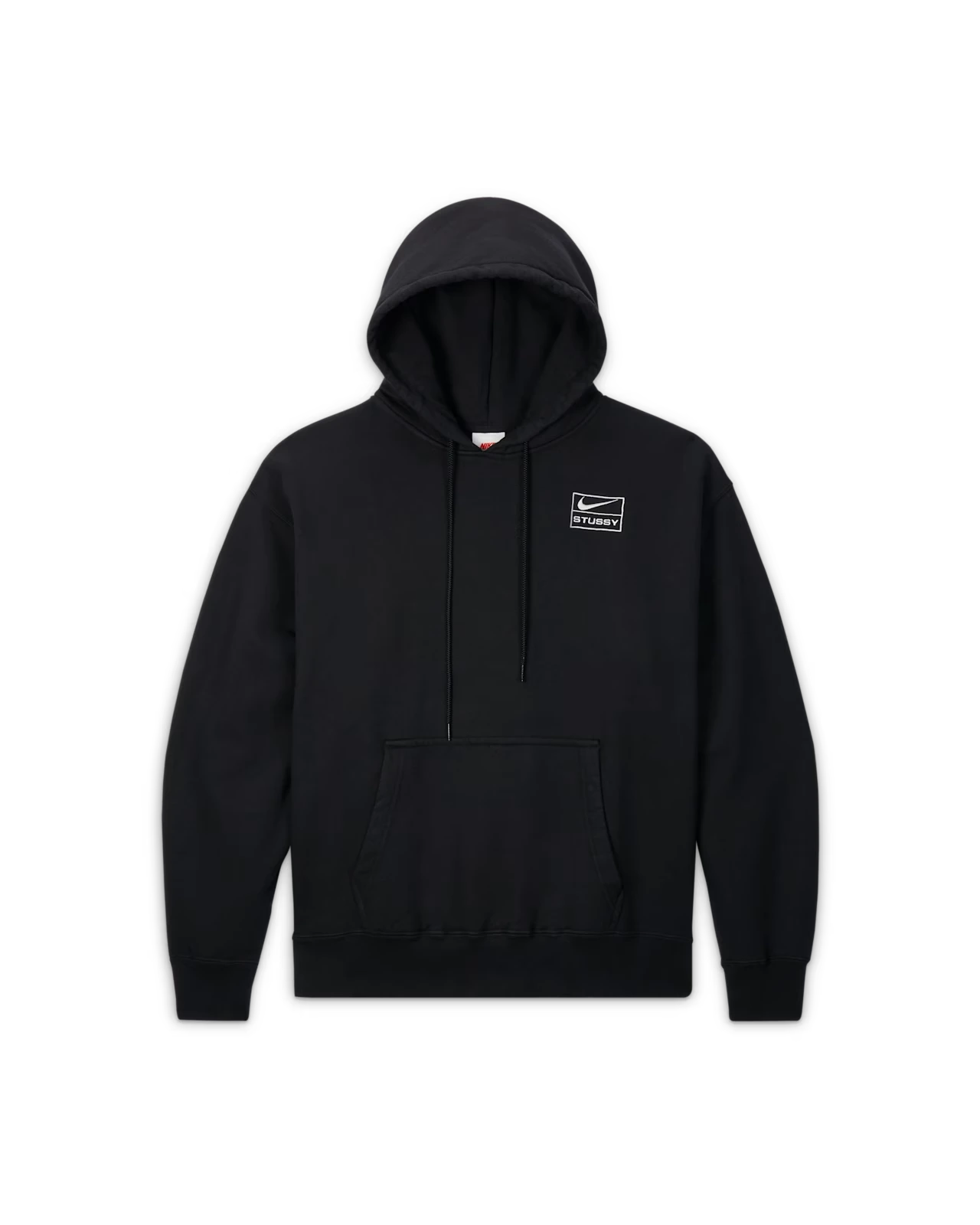 Stussy x Nike Collab Hoodie Black - front view on white background