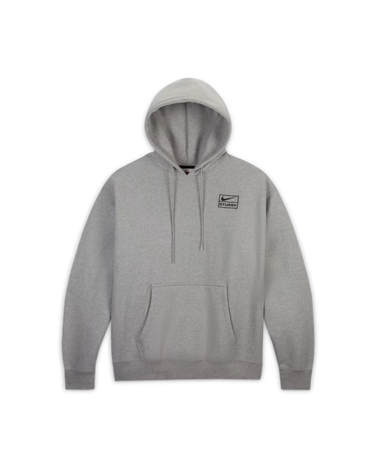 Stussy x Nike Collab Hoodie Grey - front view on white background