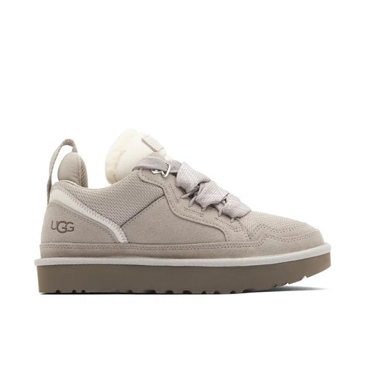 Ugg Lowmell Pumice Grey Beige - UGG Lowmell shoe side profile view on white background